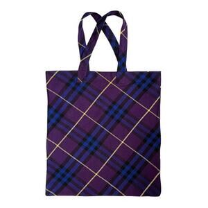 Burberry Purple Check Recycled Cotton Large Shopper Tote Bag